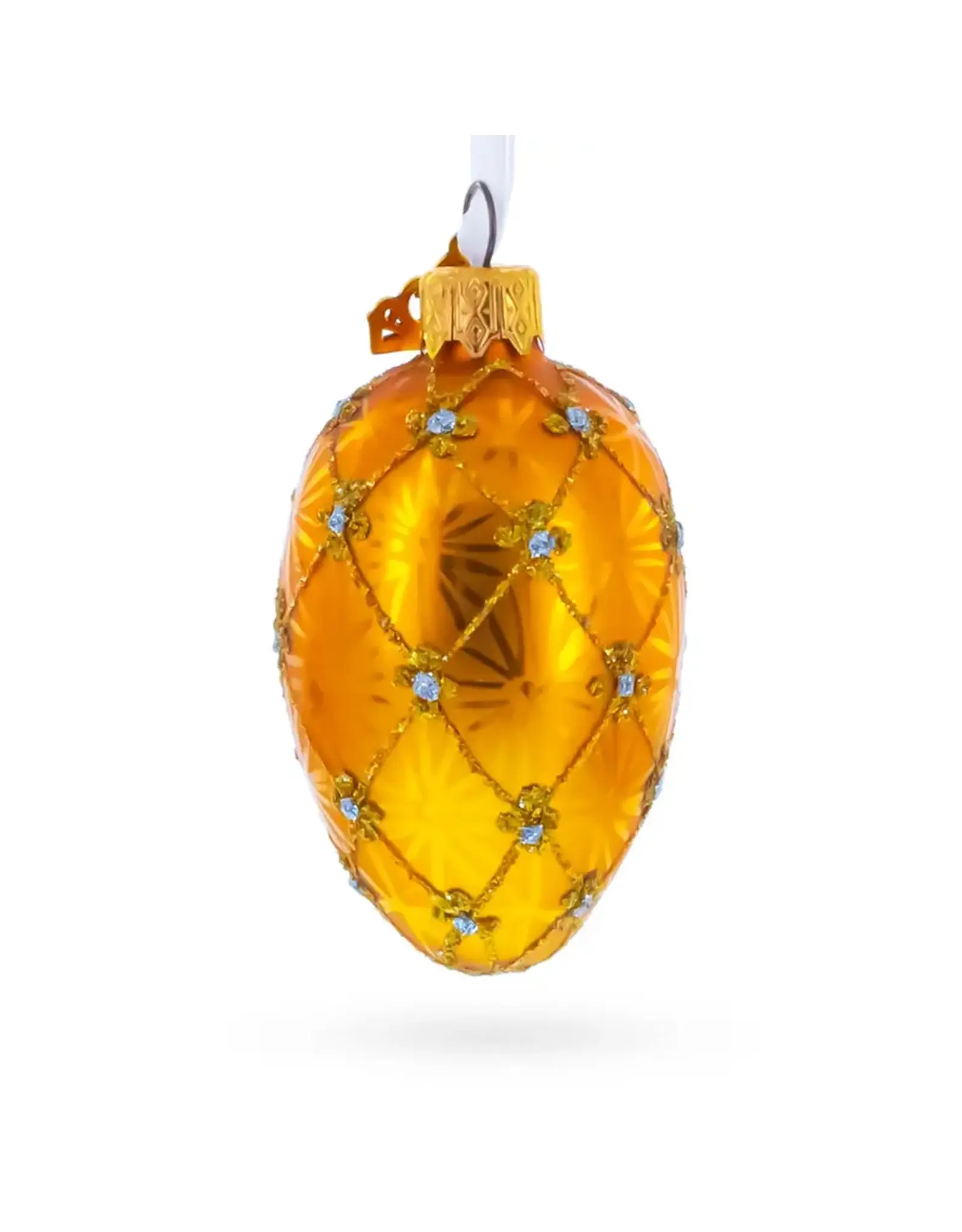 Romanov Coronation Royal Gold Mini Glass Fabergé Style Egg Ornament