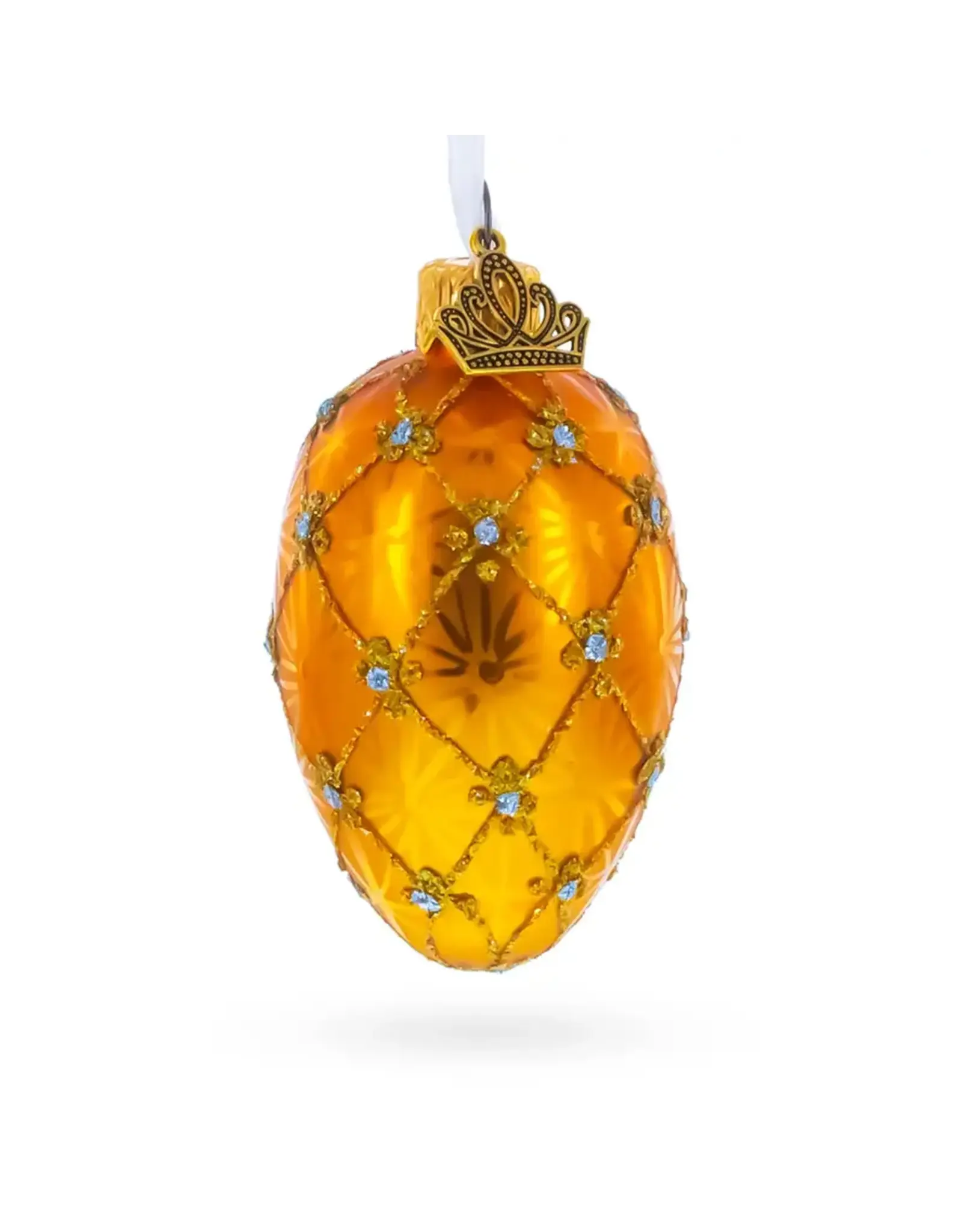 Romanov Coronation Royal Gold Mini Glass Fabergé Style Egg Ornament