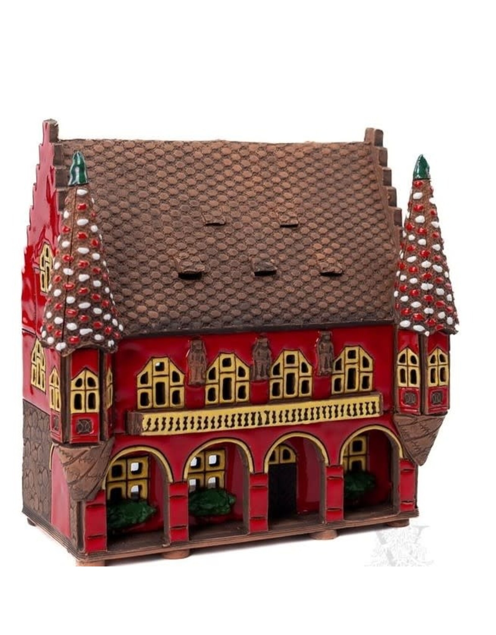 Lithuanian Vilnius Keramik Candle House Red with Towers