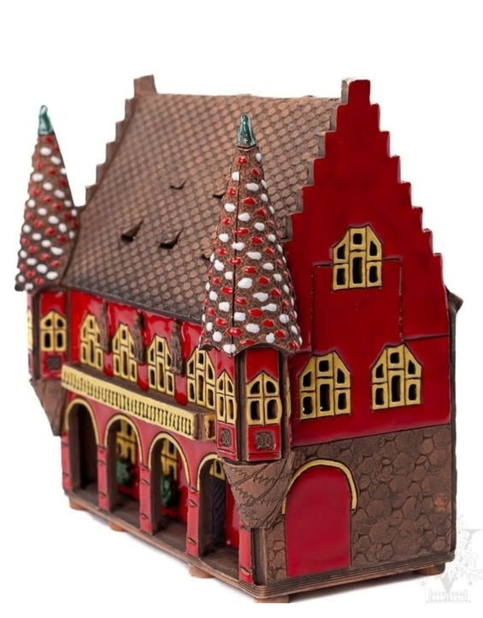 Lithuanian Vilnius Keramik Candle House Red with Towers