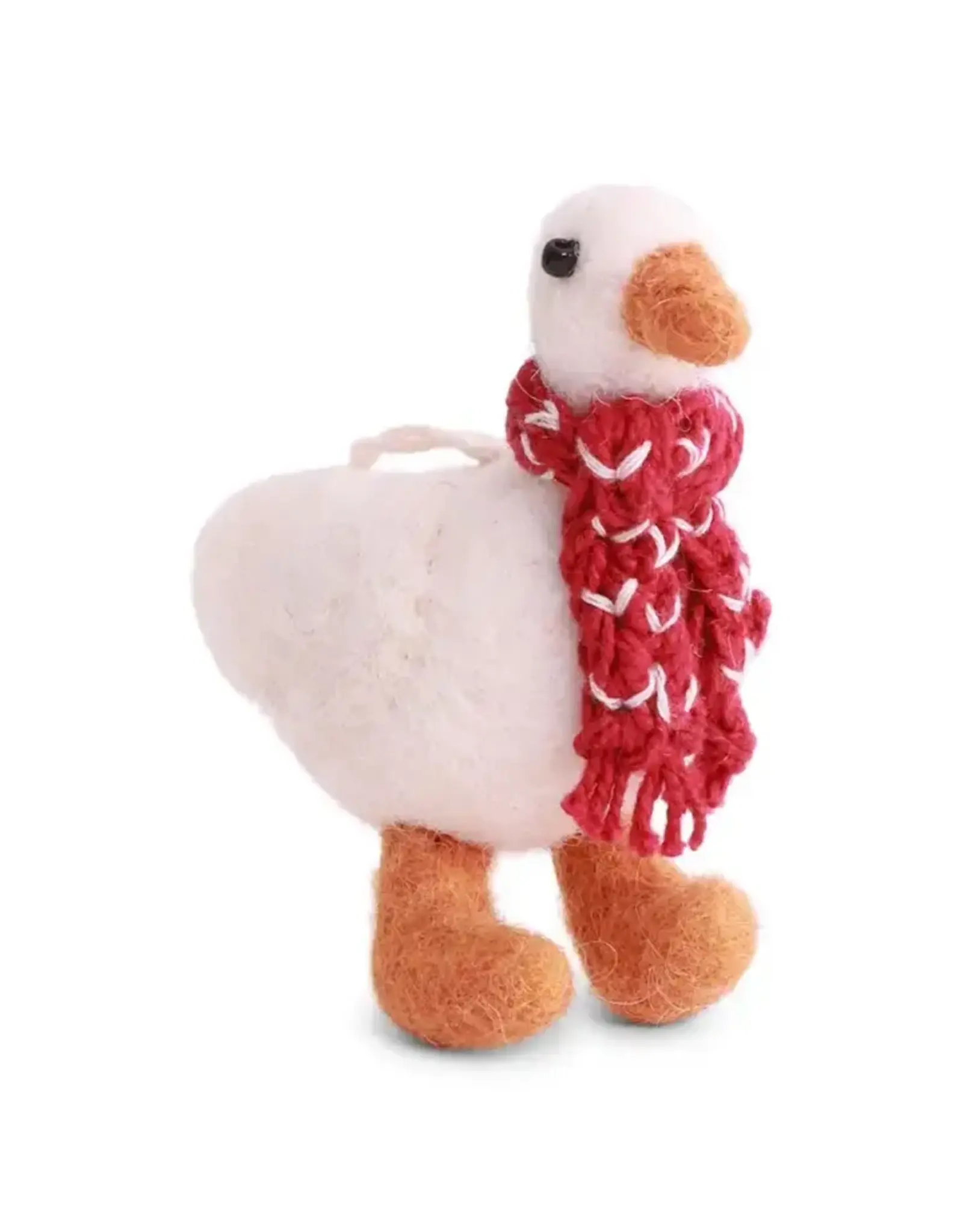 Felted Wool Goose with Scarf Ornament