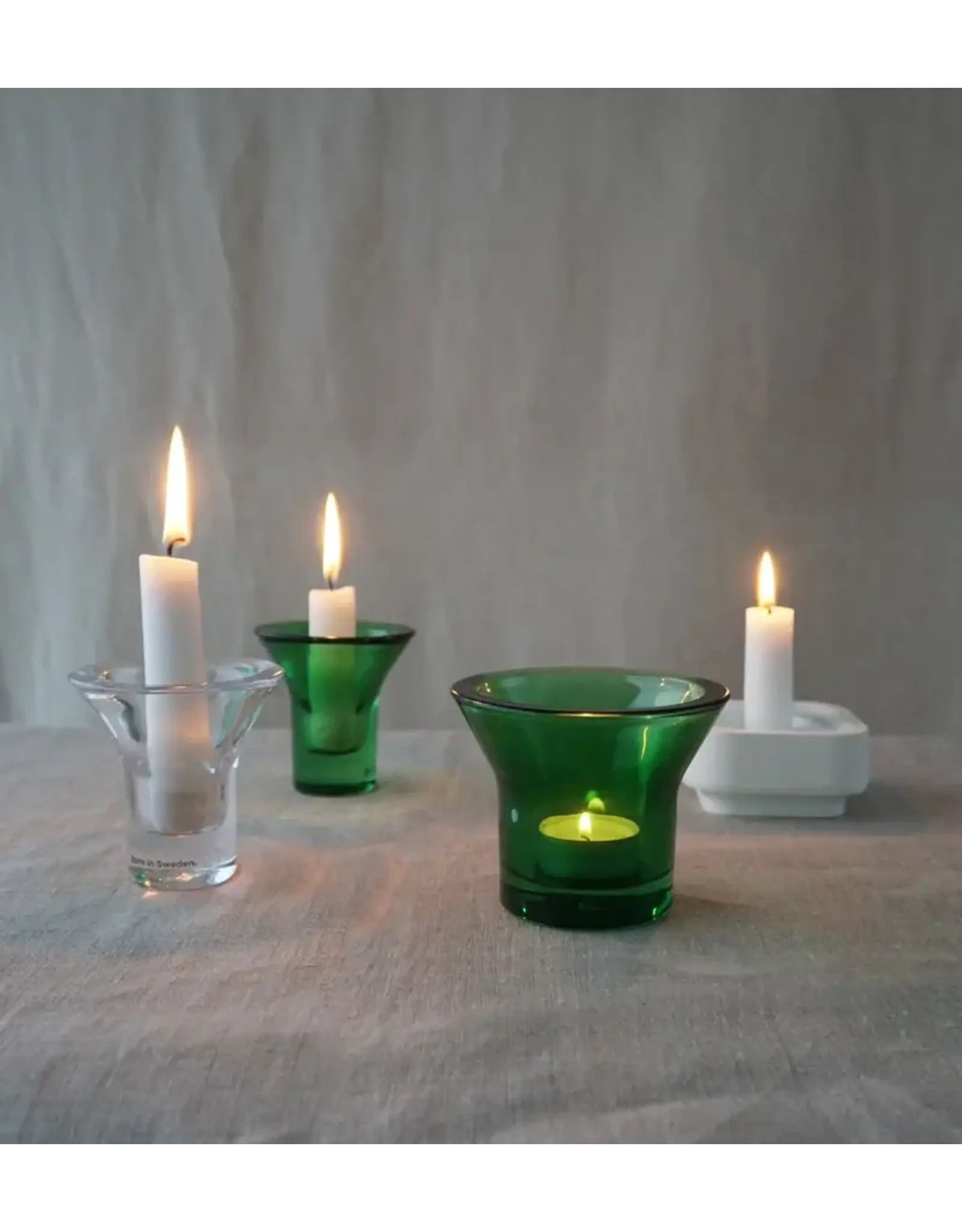 Lumi Glass Tealight Holder in Green