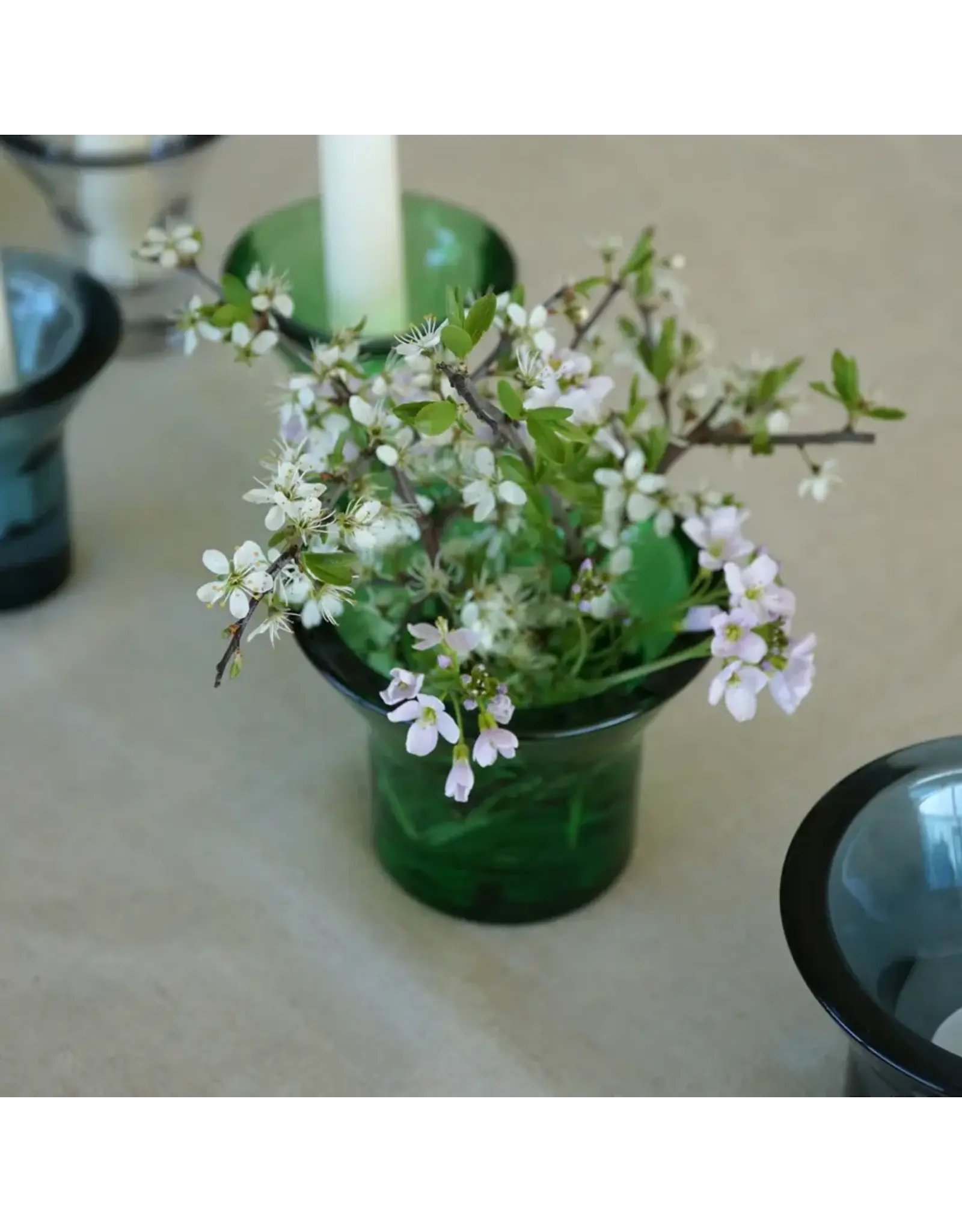 Lumi Glass Tealight Holder in Green