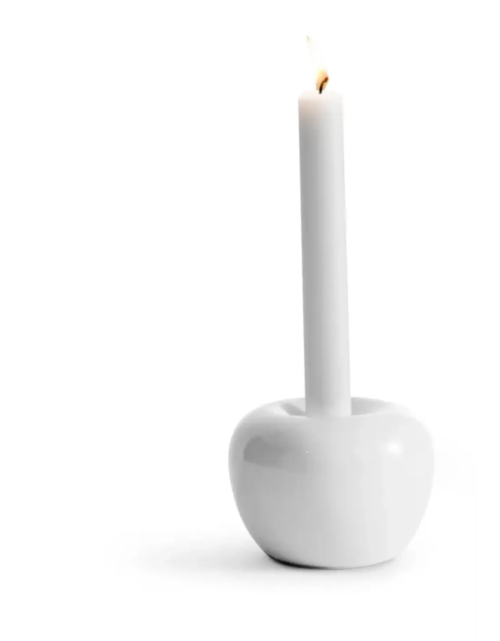 Modern Apple Candle Holder in White