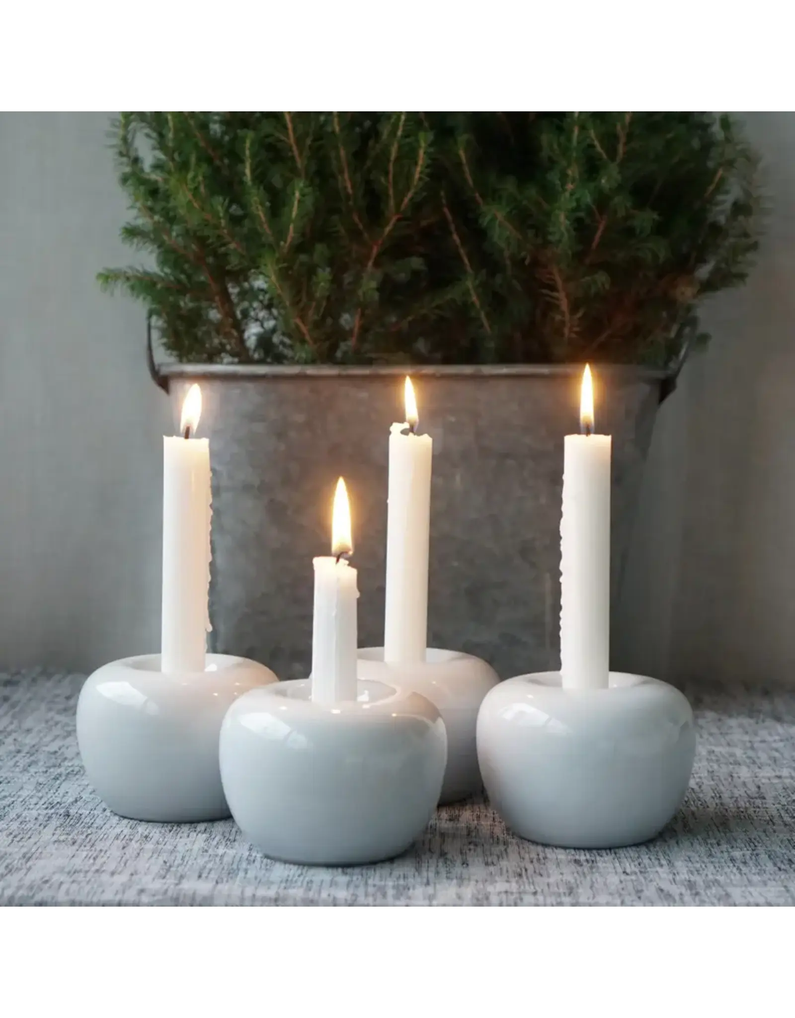 Modern Apple Candle Holder in White