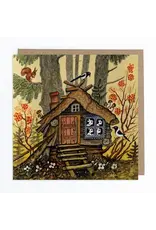 Goat Kids in a Forest Cabin Greeting Card