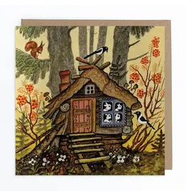 Goat Kids in a Forest Cabin Greeting Card