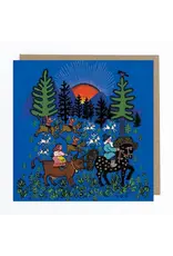 Farmer's Family Ride Folk Art Blank Greeting Card