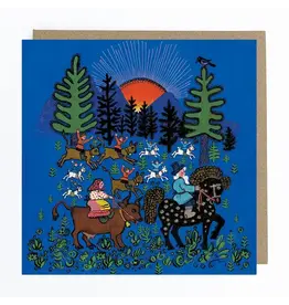 Farmer's Family Ride Folk Art Blank Greeting Card