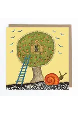 Hare in Oak Tree with Giant Snail Blank Greeting Card