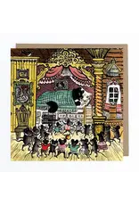 Cat Sleeping, Mice Dancing Blank Greeting Card