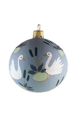 Swans Polish Hand Painted Glass Ornament