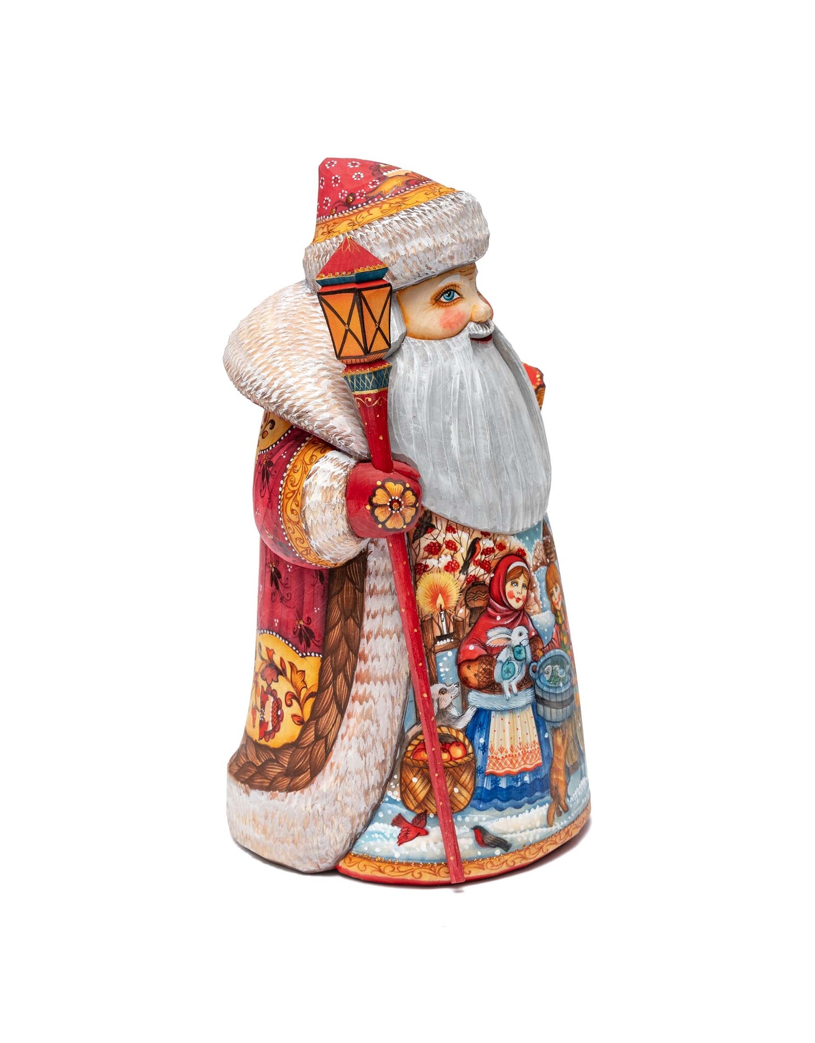 Master Artist Carved Grandfather Frost with Village Children Painting