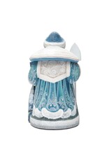 Hand Carved Grandfather Frost with Winter Village Painting
