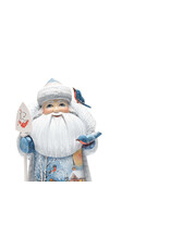 Hand Carved Grandfather Frost with Winter Painting and Birds