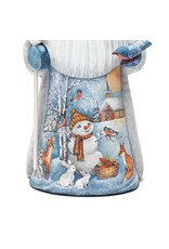 Hand Carved Grandfather Frost with Winter Painting and Birds
