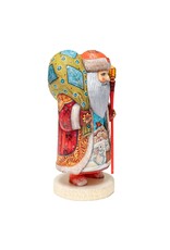 Hand Carved Grandfather Frost with Winter Rabbits Painting