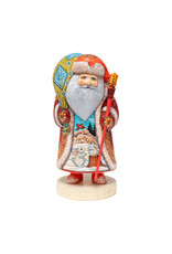 Hand Carved Grandfather Frost with Winter Rabbits Painting
