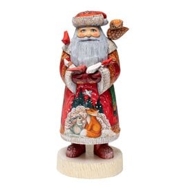 Hand Carved Grandfather Frost with Birds and Owl