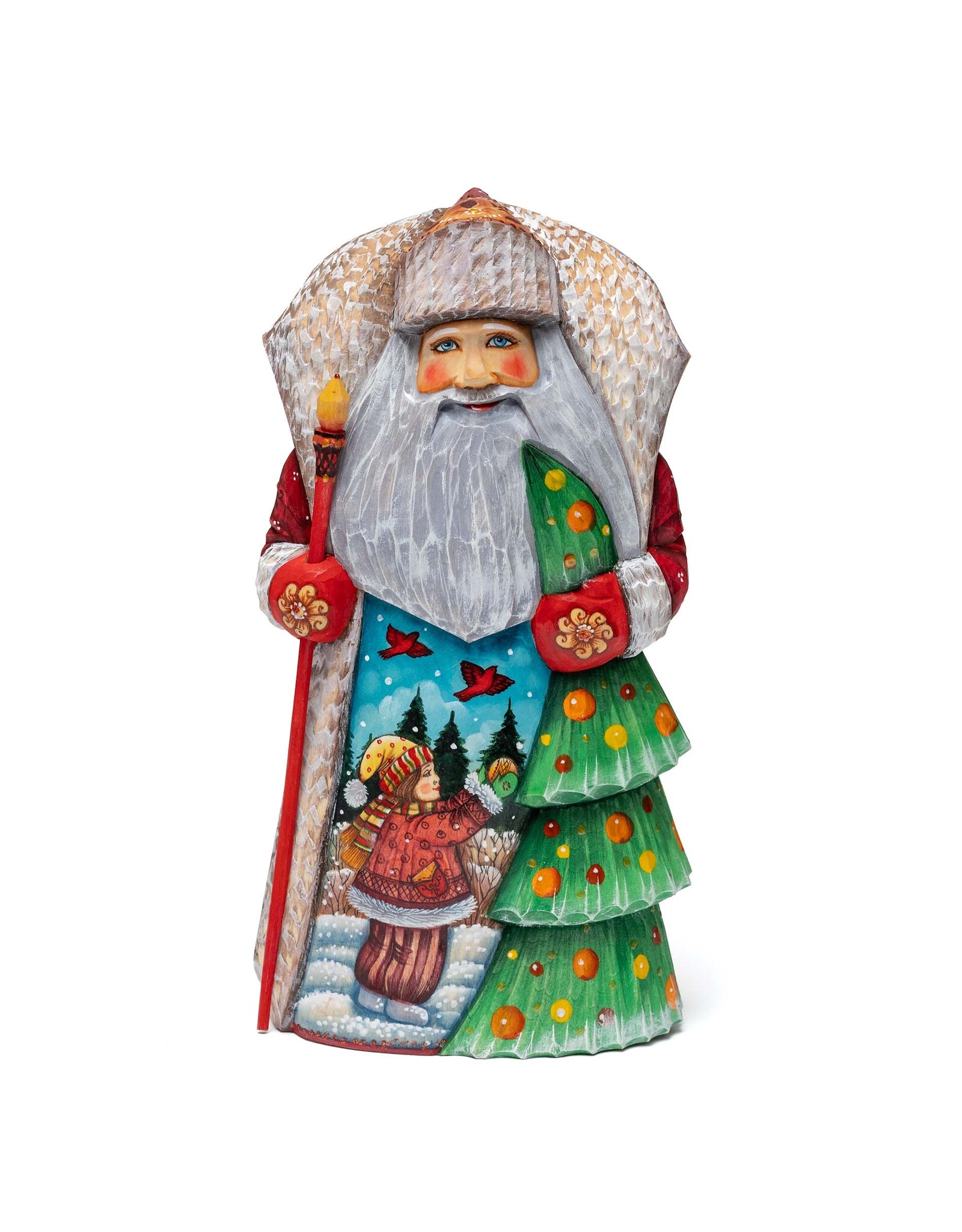 Hand Carved Grandfather Frost Holding Tree