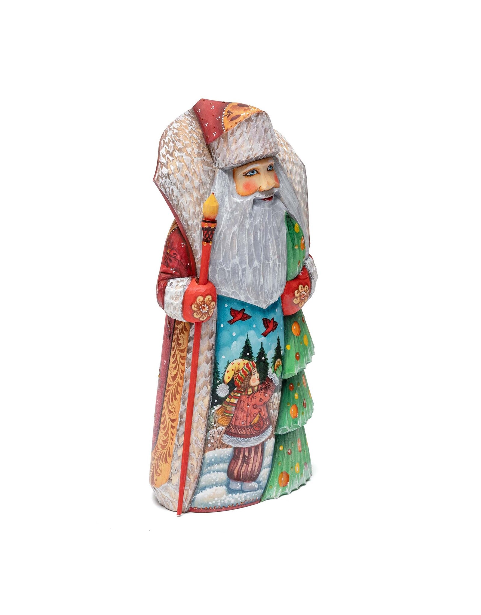 Hand Carved Grandfather Frost Holding Tree