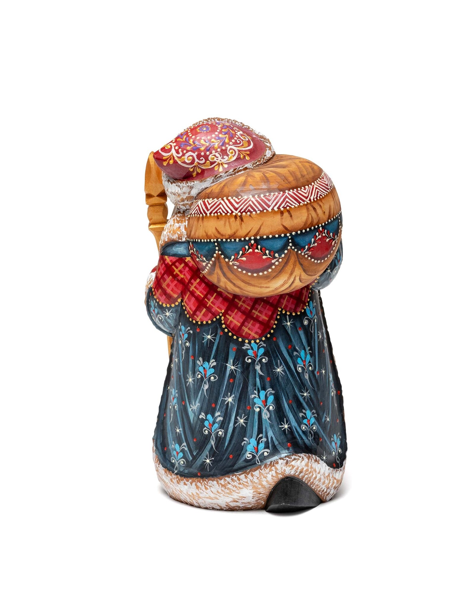 Sergiev Posad Hand Carved Grandfather Frost with Gold Staff