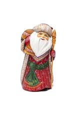 Sergiev Posad Hand Carved Grandfather Frost with Gold Staff