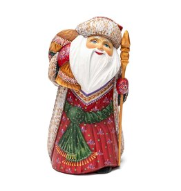 Sergiev Posad Hand Carved Grandfather Frost with Gold Staff