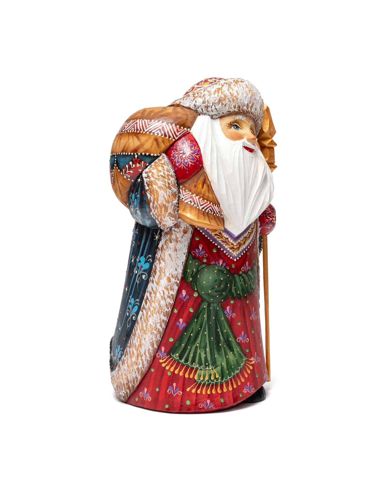 Sergiev Posad Hand Carved Grandfather Frost with Gold Staff