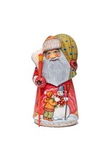 Hand Carved Grandfather Frost with Child and Snowman