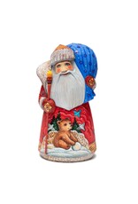 Hand Carved Grandfather Frost with Bear and Birds
