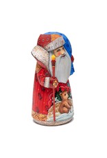 Hand Carved Grandfather Frost with Bear and Birds