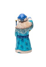 Hand Carved Blue Grandfather Frost with Lantern