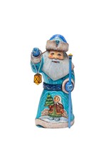 Hand Carved Blue Grandfather Frost with Lantern