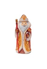 Hand Carved Grandfather Frost with Red & Gold Coat