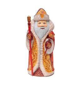 Hand Carved Grandfather Frost with Red & Gold Coat