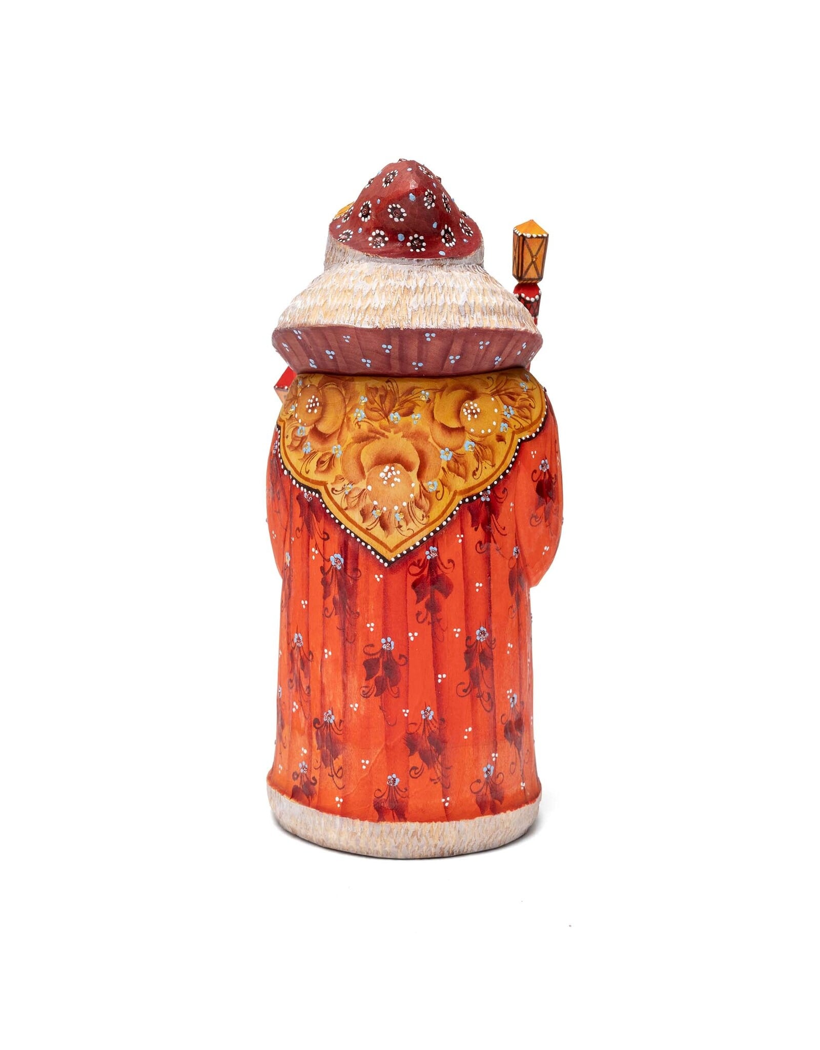 Hand Carved Grandfather Frost with Red & Gold Coat
