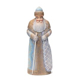 Hand Carved Grandfather Frost with Blue and Gold Coat