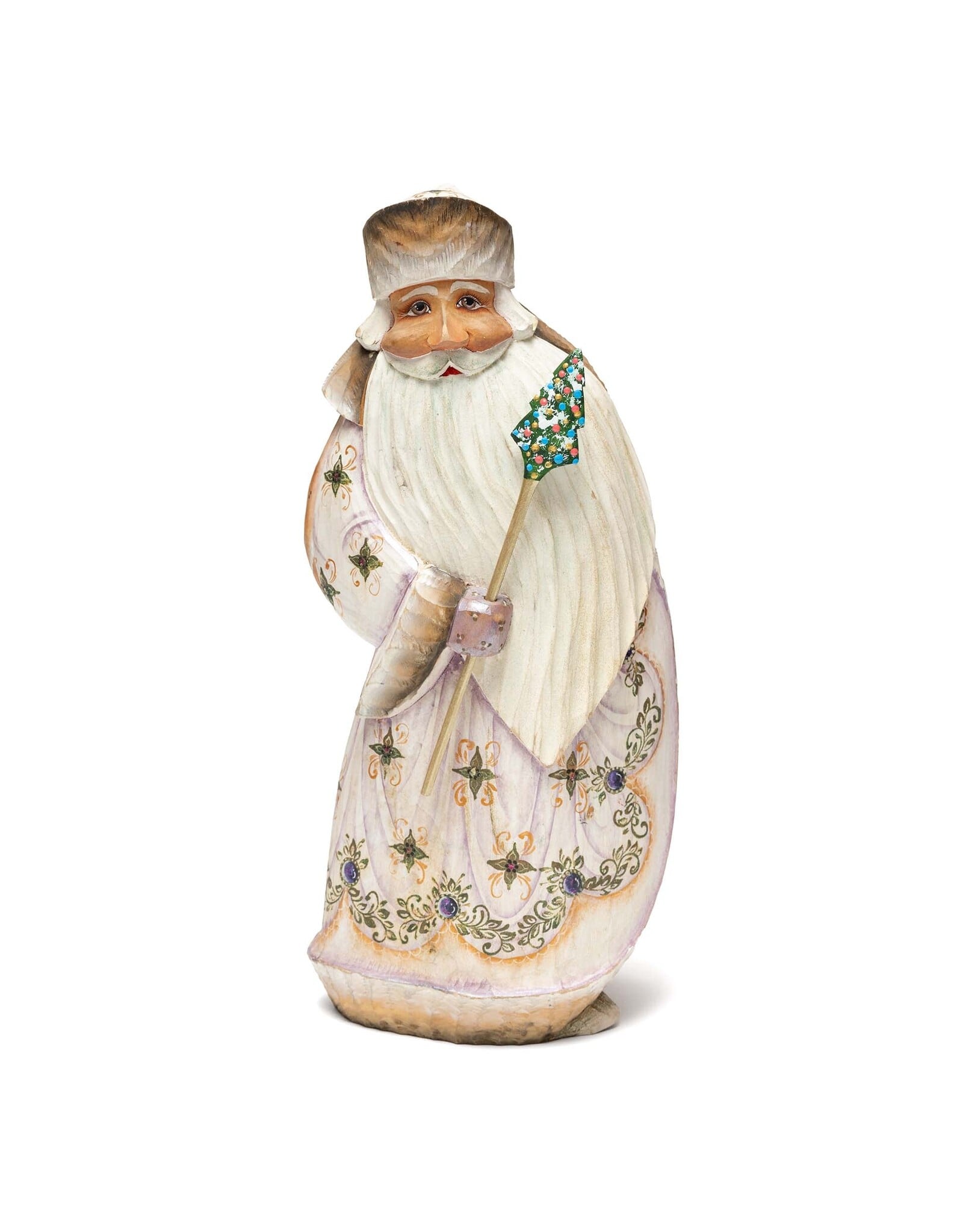 Hand Carved Wooden Grandfather Frost with Bear