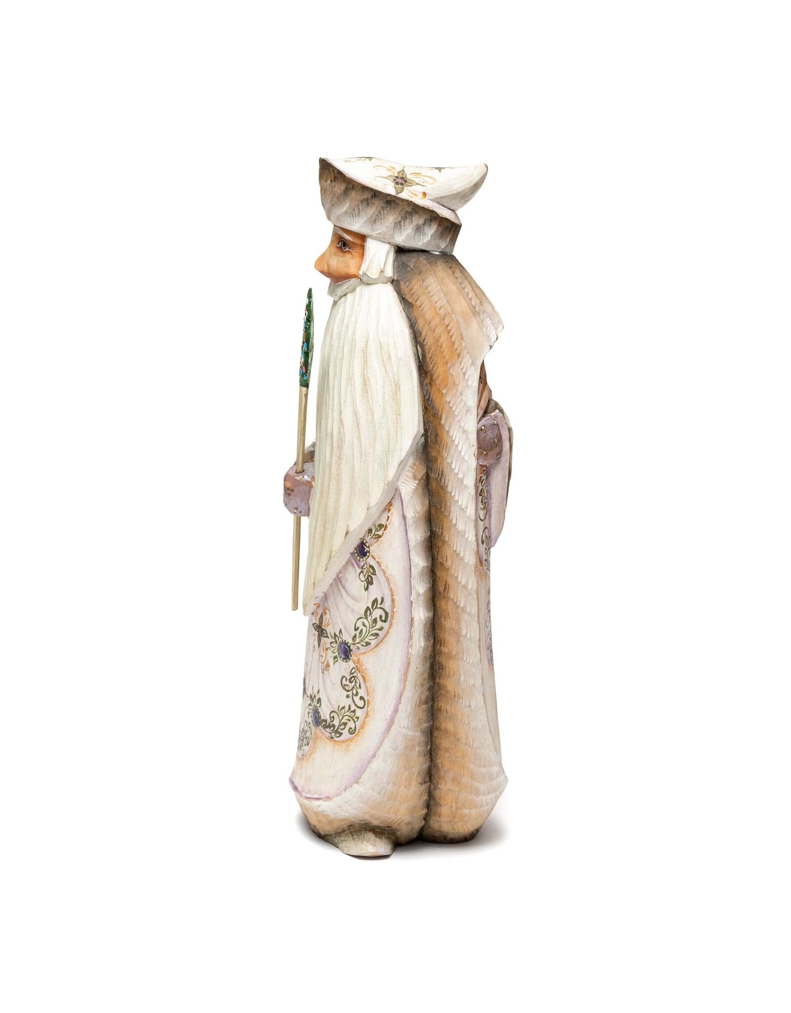 Hand Carved Wooden Grandfather Frost with Bear