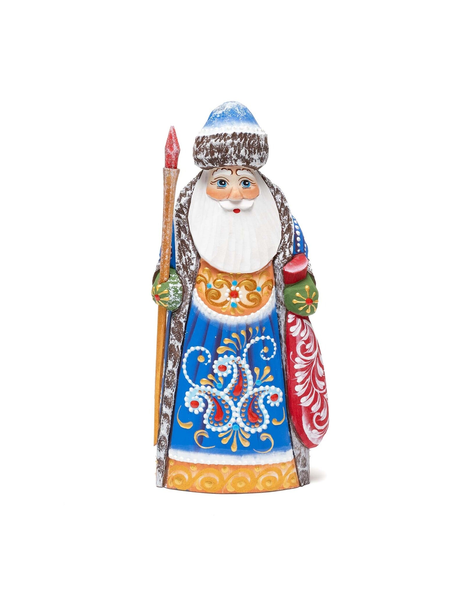 Hand Carved Grandfather Frost with Blue Robe