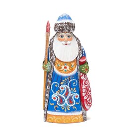 Hand Carved Grandfather Frost with Blue Robe