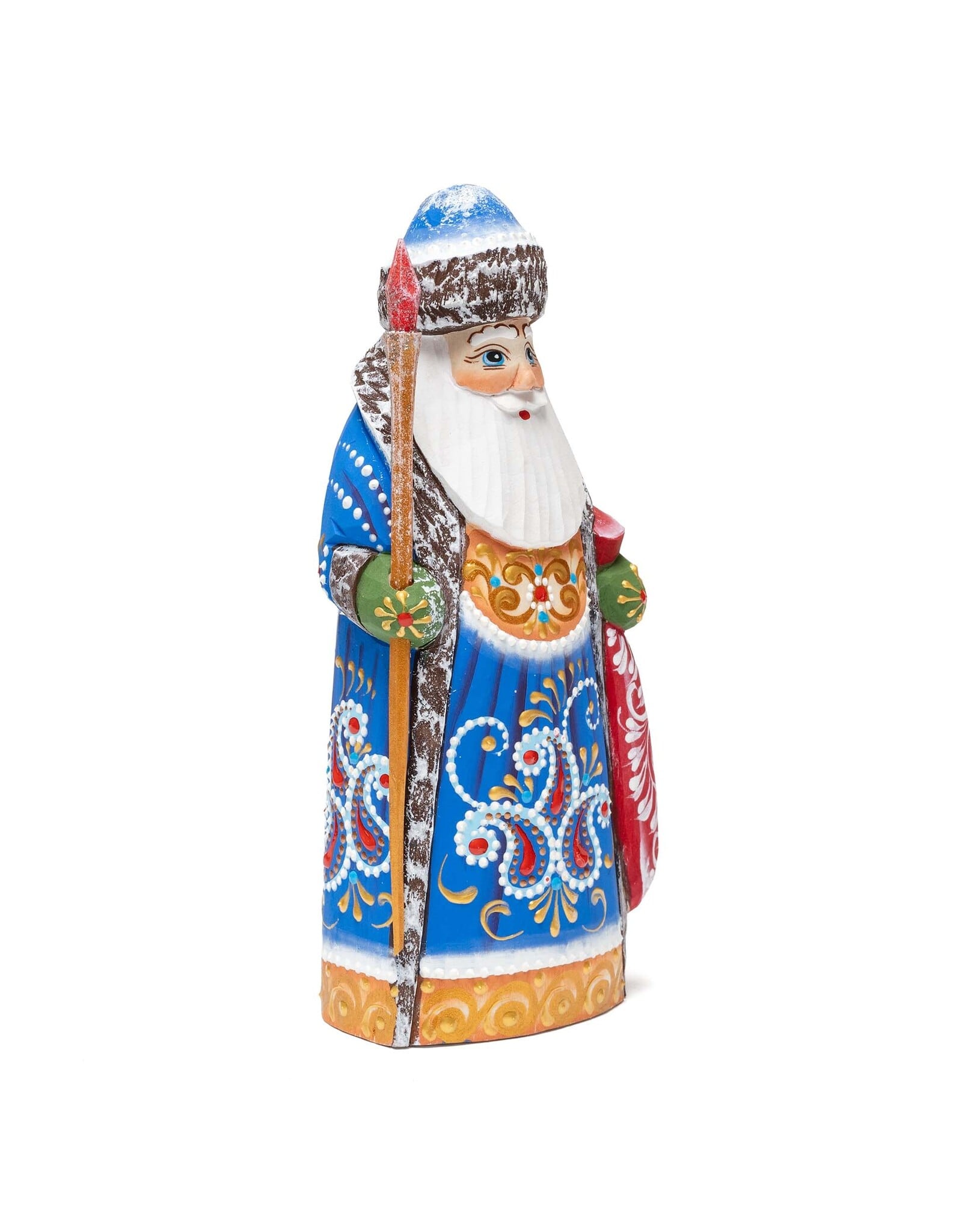 Hand Carved Grandfather Frost with Blue Robe