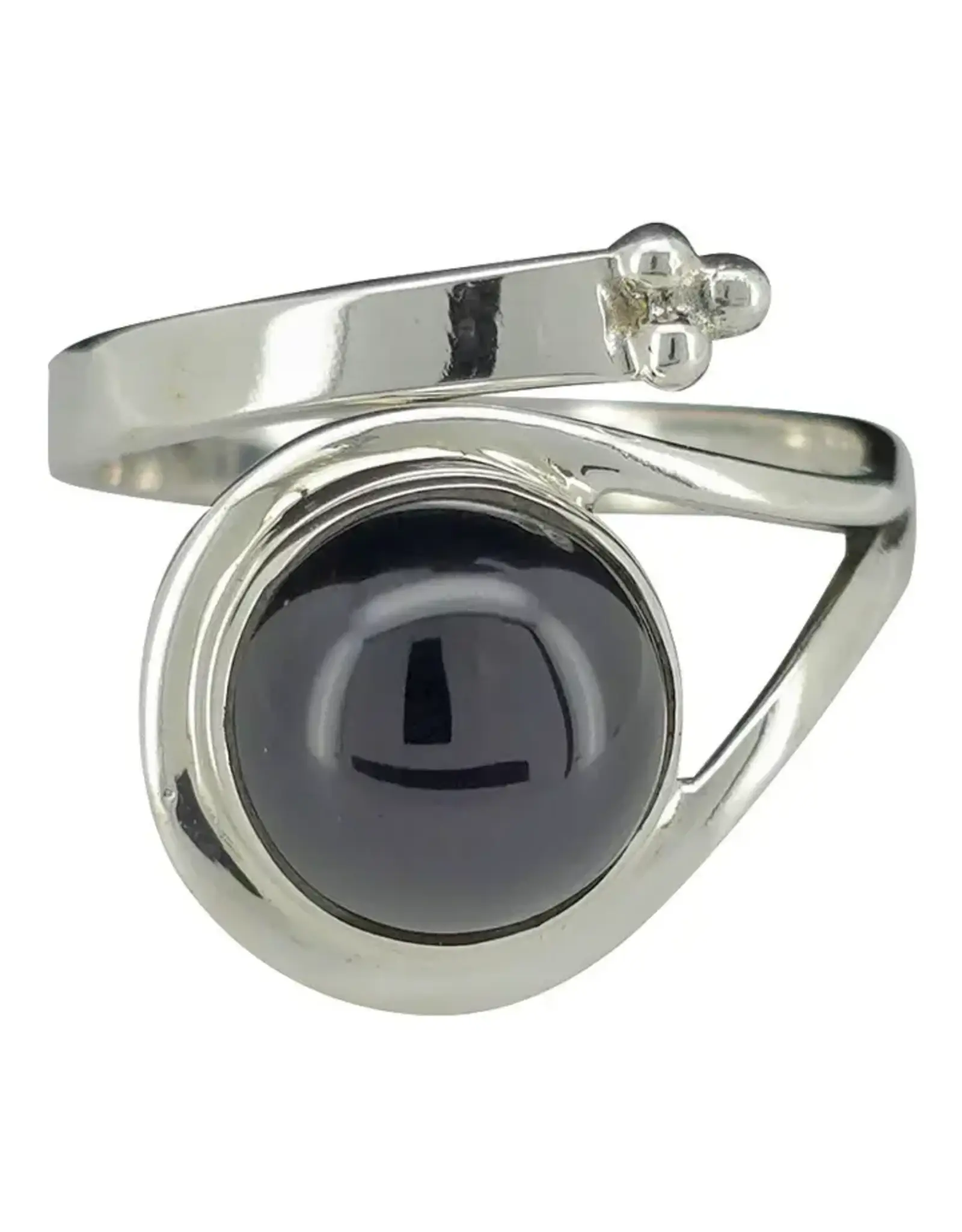 Black Onyx Sterling Silver Adjustable Ring