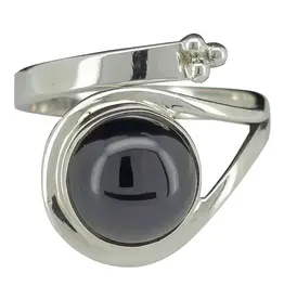 Black Onyx Sterling Silver Adjustable Ring
