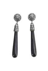Black Onyx Sterling Silver Post Dangle Earrings