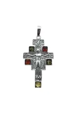Multi-Amber Silver Crucifix Pendant