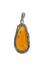 Handmade Cognac Amber Sterling Silver Pendant