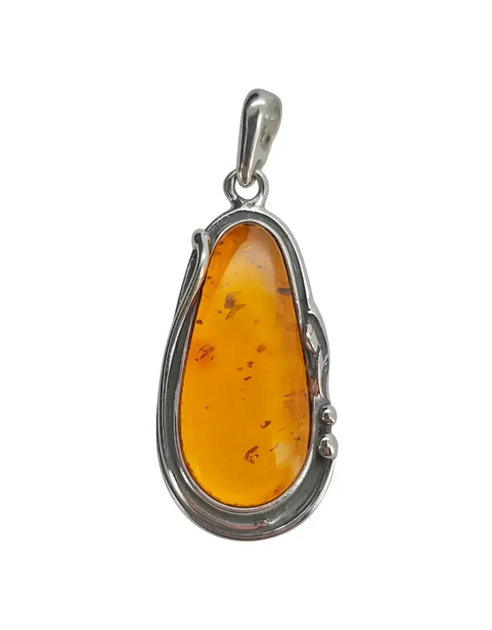Handmade Cognac Amber Sterling Silver Pendant