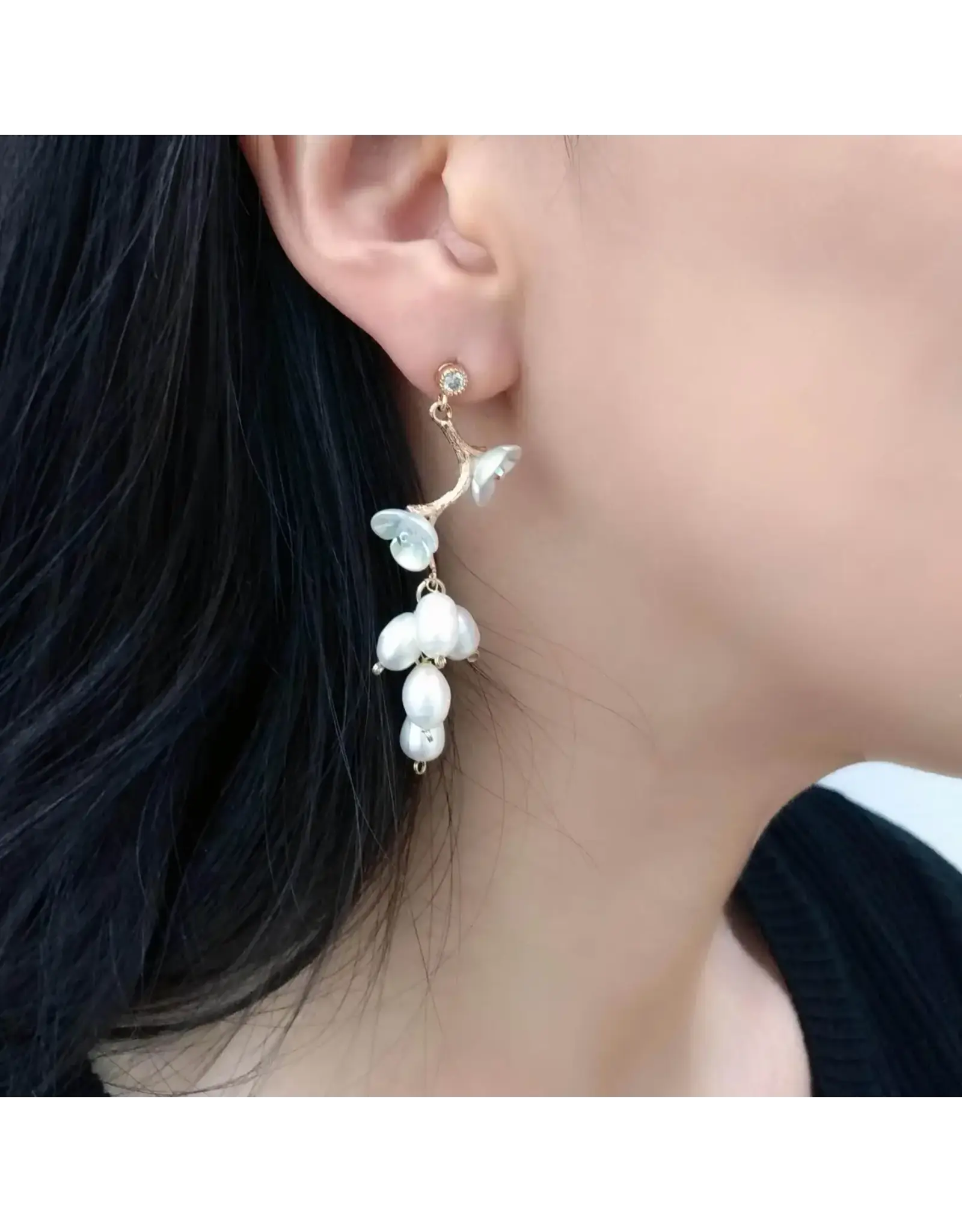 White Camellia Floral Earrings